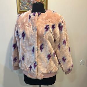 Dear Stalker Stylish Pink Faux Fur flash Teddy Jacket Size S LIKE NEW